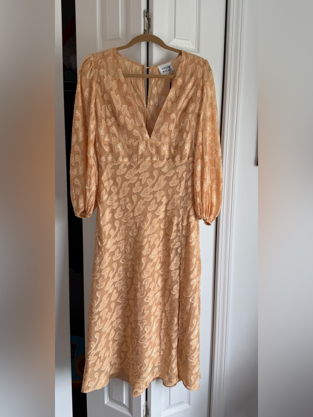 Hello Molly Gold‎ Floral Jacquard Midi Dress NWT